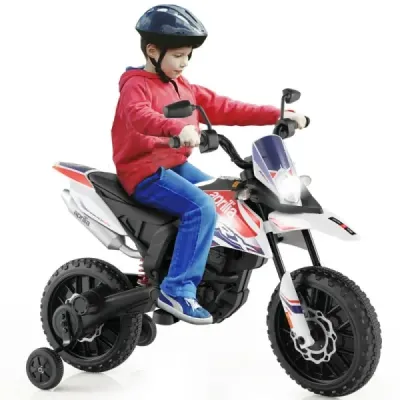 12V dětská elektrická motorka s tréninkovými koly Aprilia Licencovaná elektrická motorka černá