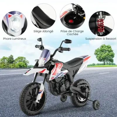 12V dětská elektrická motorka s tréninkovými koly Aprilia Licencovaná elektrická motorka černá