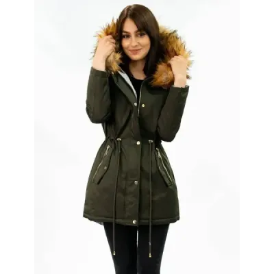 Dámská oboustranná zimní bunda MODA2636 army-šedá