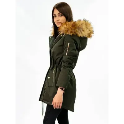 Dámská oboustranná zimní bunda MODA2636 army-šedá