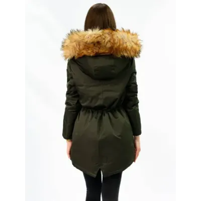 Dámská oboustranná zimní bunda MODA2636 army-šedá