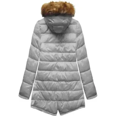 Dámská oboustranná zimní bunda MODA2636 army-šedá