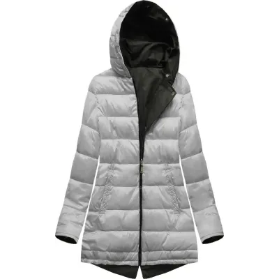 Dámská oboustranná zimní bunda MODA2636 army-šedá