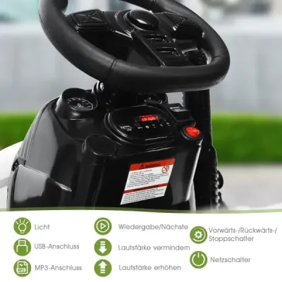 2V traktor s dálkovým ovládáním 2.4G a odpojitelným přívěsem pro děti od 3 do 8 let. Žlutá