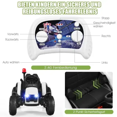 2V traktor s dálkovým ovládáním 2.4G a odpojitelným přívěsem pro děti od 3 do 8 let. Žlutá