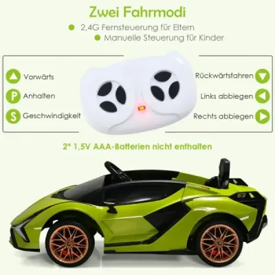 12V Lamborghini dětské elektrické autíčko s 2,4G dálkovým ovládáním Dětské autíčko 3-5km/h s MP3 Zelené