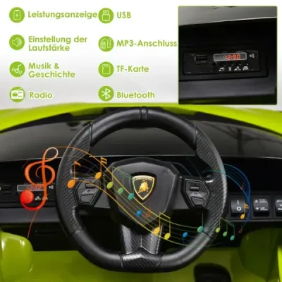 12V Lamborghini dětské elektrické autíčko s 2,4G dálkovým ovládáním Dětské autíčko 3-5km/h s MP3 Zelené