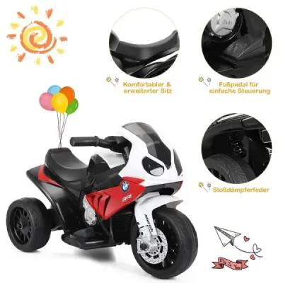 Dětská motorka s tréninkovými koly 6V elektrická motorka s hudbou 66 x 37 x 44,5 cm červená