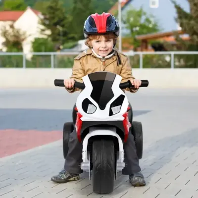 Dětská motorka s tréninkovými koly 6V elektrická motorka s hudbou 66 x 37 x 44,5 cm červená