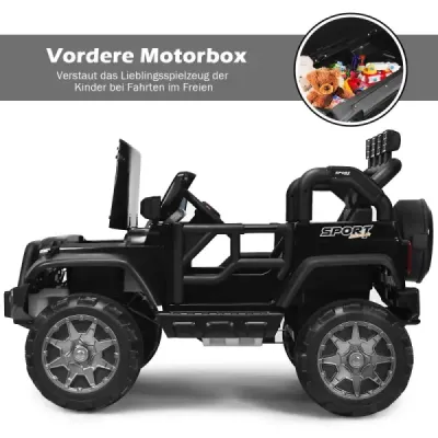 12V elektrické auto na baterie se 2 sedadly, 123 x 80 x 80 cm, černé
