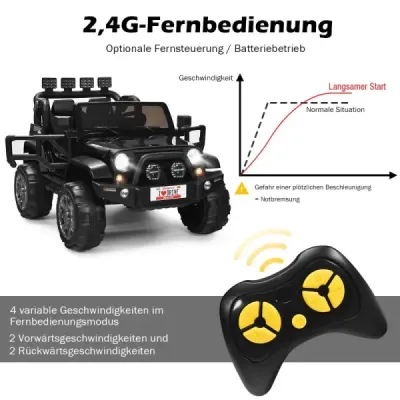 12V elektrické auto na baterie se 2 sedadly, 123 x 80 x 80 cm, černé