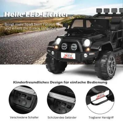 12V elektrické auto na baterie se 2 sedadly, 123 x 80 x 80 cm, černé