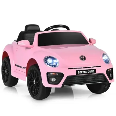 Dětské autíčko VW Beetle s hudbou a 2 režimy osvětlení včetně dálkového ovládání 2.4G růžová