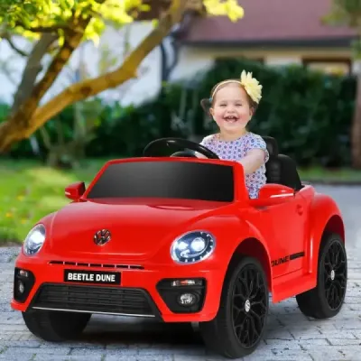 Dětské autíčko VW Beetle s hudbou a 2 režimy svícení včetně 2,4G dálkového ovládání červené