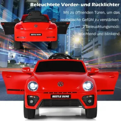 Dětské autíčko VW Beetle s hudbou a 2 režimy svícení včetně 2,4G dálkového ovládání červené