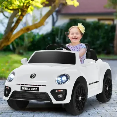 Dětské autíčko VW Beetle s hudbou a 2 režimy svícení včetně 2,4G dálkového ovládání bílé