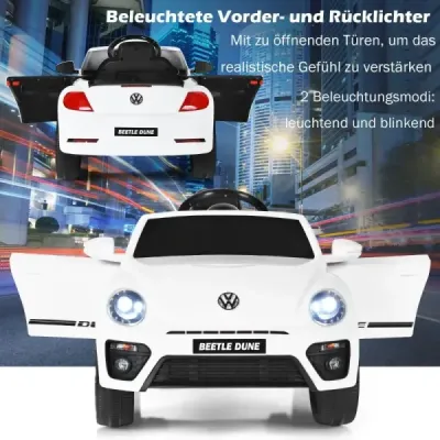 Dětské autíčko VW Beetle s hudbou a 2 režimy svícení včetně 2,4G dálkového ovládání bílé