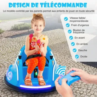 12V dětské odrážedlo s 360-stupňovou rotací, hudbou a světly a dálkovým ovládáním fialové