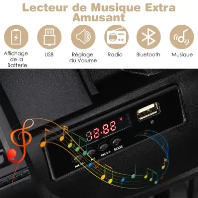 Dětské elektrické autíčko s dálkovým ovládáním 2.4G a MP3 a klaksonem 12V elektrické dětské autíčko khaki barvy