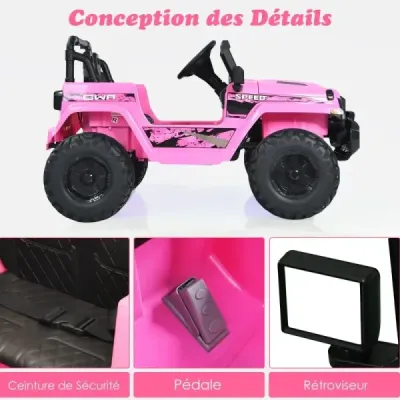 Dětský nákladní automobil Elektrický vůz na baterie se 2 sedadly 114 x 78 x 67 cm Růžová