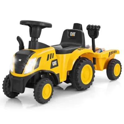 Dětský pojízdný traktor s odnímatelným přívěsem a lopatovým chůdkou Licencovaný vůz Caterpillar