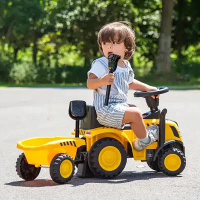 Dětský pojízdný traktor s odnímatelným přívěsem a lopatovým chůdkou Licencovaný vůz Caterpillar