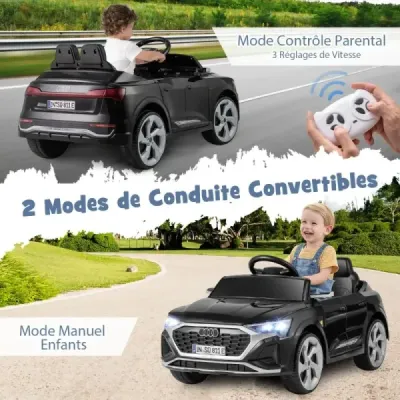 Licencované Audi SQ8 Kids Car 12V elektrické vozidlo s dálkovým ovládáním černé