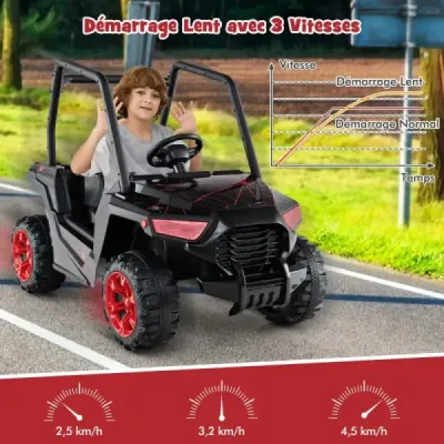 Dětské elektrické autíčko s dálkovým ovládáním 2.4G 24V elektrická vozidla UTV pro děti od 3 let černé