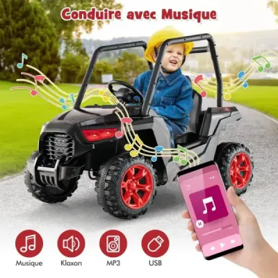Dětské elektrické autíčko s dálkovým ovládáním 2.4G 24V elektrická vozidla UTV pro děti od 3 let černé
