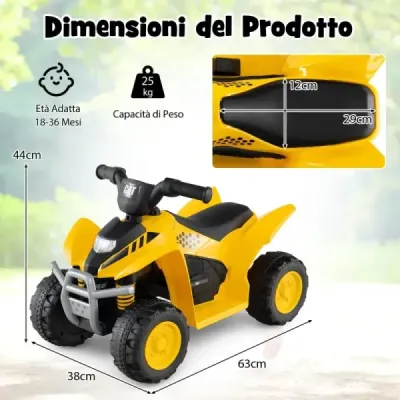 6V elektrická čtyřkolka pro děti Mini elektrická čtyřkolka s LED světlomety Elektrické auto ATV pro děti ve věku 18-36 měsíců