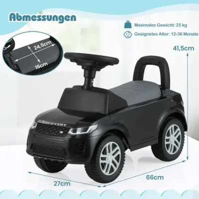 Posuvné auto s úložným prostorem Posuvné vozidlo Posuvné auto Dětské auto Posuvné auto Autíčko na hraní Černá barva