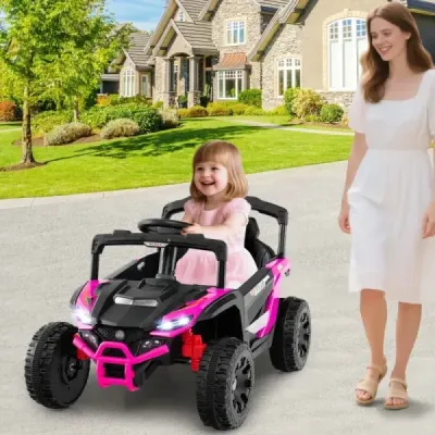 Dětské 12V elektrické auto s dálkovým ovládáním Elektrický UTV Truck Dětské auto Dětské vozidlo Růžová barva