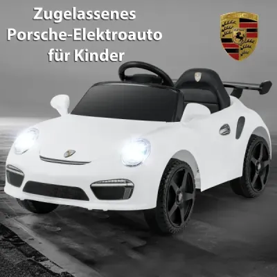 12V dětské elektrické auto s dálkovým ovládáním a pozvolným startem, licencované elektrické vozidlo Porsche, bílé