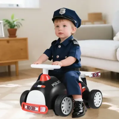 Dětské posuvné autíčko od nohou k podlaze s hudbou a úložným prostorem pod sedadlem Dětské policejní vozidlo