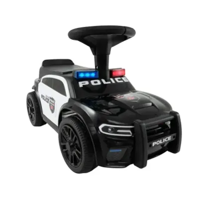 Policejní odrážedlo pro batolata, odrážedlo s blikajícími světly, hudbou, sirénou, černé