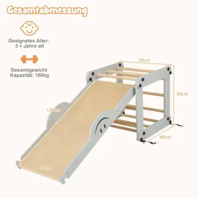 Skládací dřevěné prolézačky s nastavitelnou a oboustrannou rampou Montessori Climbing Set Grey