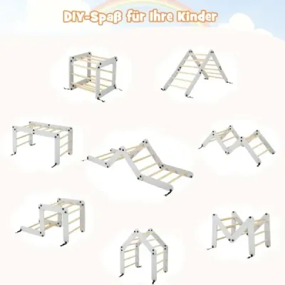 Skládací dřevěné prolézačky s nastavitelnou a oboustrannou rampou Montessori Climbing Set Grey