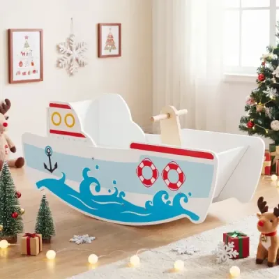 Dřevěná houpačka s rozsahem houpání 40°, námořním designem a opěrkou zad Houpačka