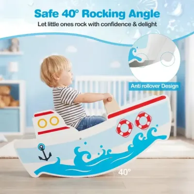 Dřevěná houpačka s rozsahem houpání 40°, námořním designem a opěrkou zad Houpačka