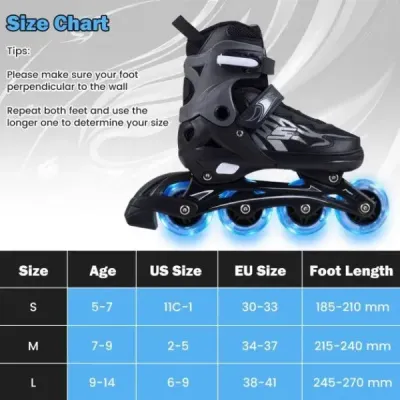 Dětské inline brusle, věk 7-9 let, nastavitelné ve 4 směrech, svítící kolečka použití uvnitř i venku, pro začátečníky, šedé