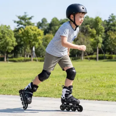 Dětské kolečkové brusle, 4 nastavitelné velikosti, inline brusle se svítícími kolečky, velikost M (EU 32-36)
