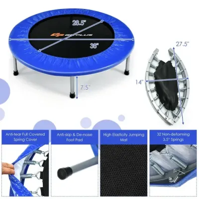 Trampolína 97 cm Mini skládací trampolína Skládací fitness trampolína Blue