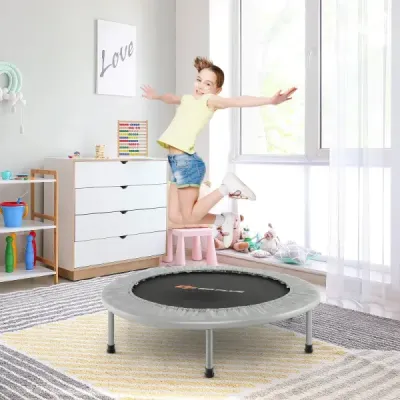 ?97cm mini trampolína fitness trampolína skládací dětská trampolína s nosností do 150 kg šedá