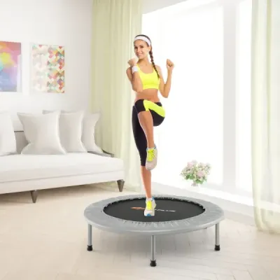 ?97cm mini trampolína fitness trampolína skládací dětská trampolína s nosností do 150 kg šedá
