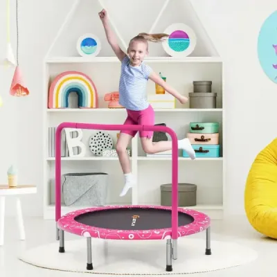 92 cm dětská trampolína mini trampolína s rukojetí skládací trampolína růžová + černá