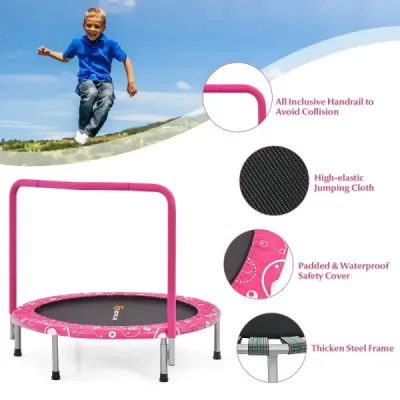 92 cm dětská trampolína mini trampolína s rukojetí skládací trampolína růžová + černá