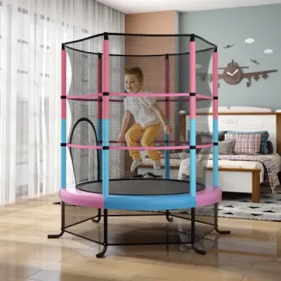 Ø165cm zahradní trampolína s bezpečnostní sítí Trampolína do 135KG s nosností pro děti od 3 let Macaron