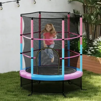 Ø165cm zahradní trampolína s bezpečnostní sítí Trampolína do 135KG s nosností pro děti od 3 let Macaron