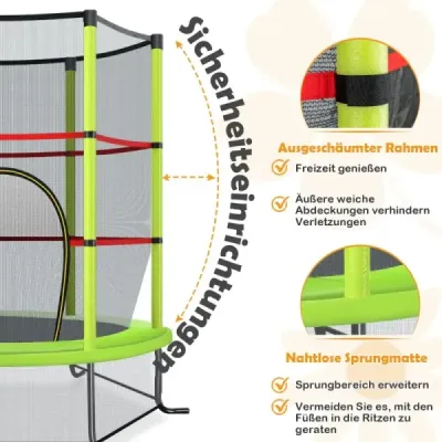?140 cm zahradní trampolína s bezpečnostní sítí Trampolína do 135 kg zatížitelná pro děti od 3 let Barevná