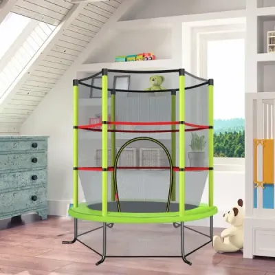 ?140 cm zahradní trampolína s bezpečnostní sítí Trampolína do 135 kg zatížitelná pro děti od 3 let Barevná